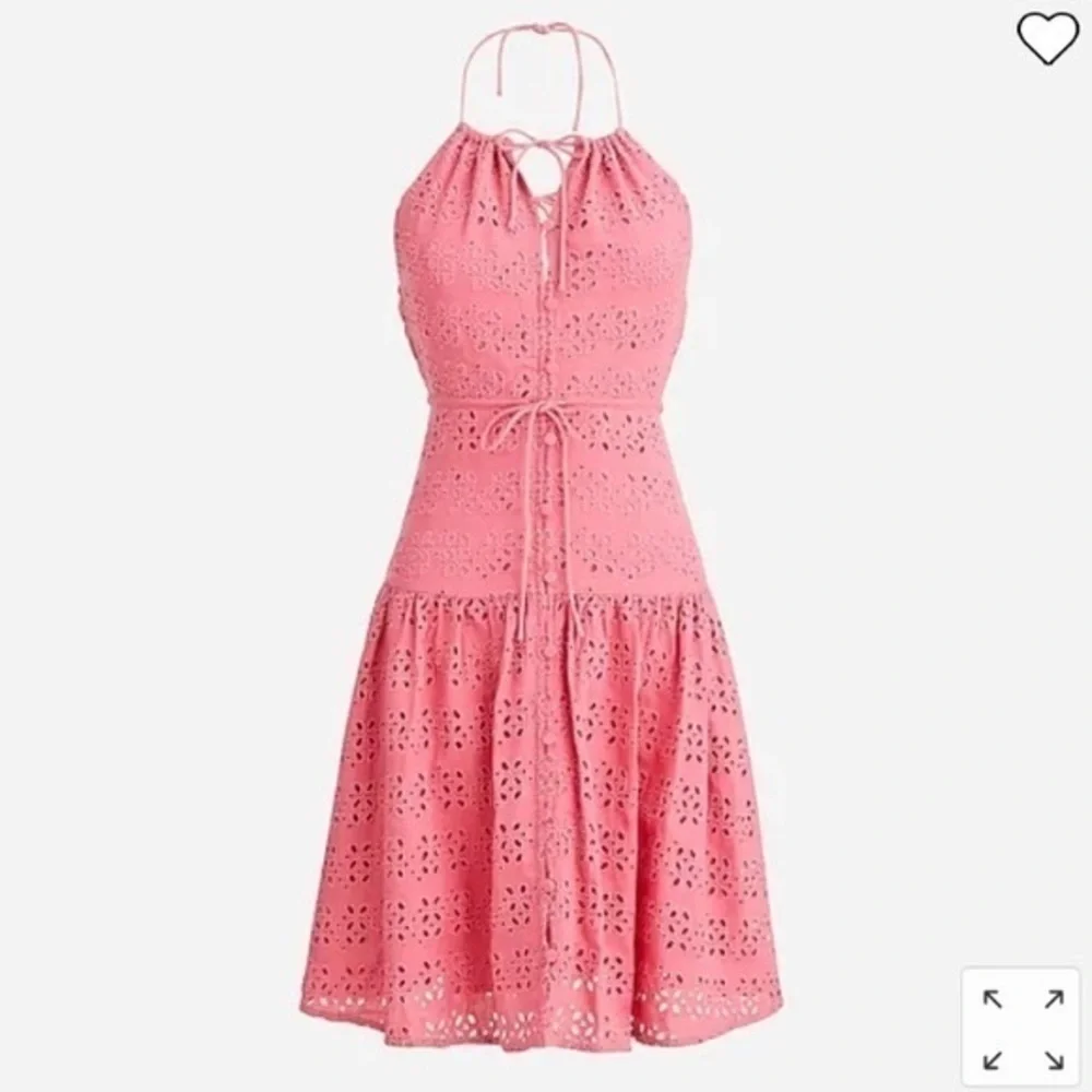NWT J . Crew pink Anguilla mini halter dress in eyelet O24